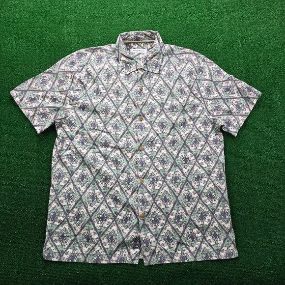 Tommy Bahama Shirt Mens Large Button Up Hawaiian Camp Summer Beach Casual‎ FLAW - Picture 1 of 13